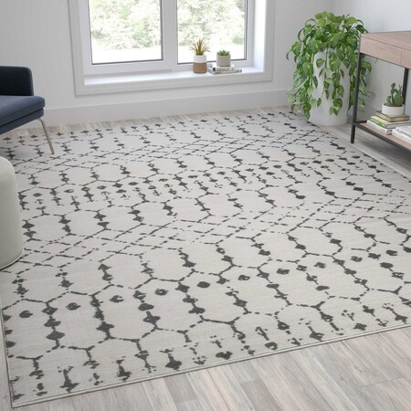 Flash Furniture Geometric Bohemian Low Pile Rug - 8' x 10' - Ivory/Gray Polyester RC-CR19-1330-810-IV-GR-GG